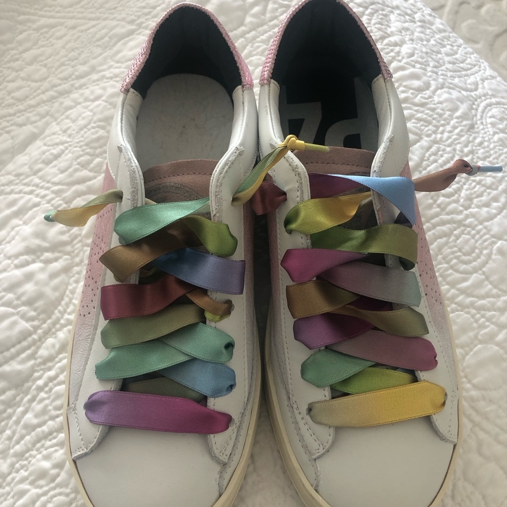 P448 sneakers size 40 (women’s size 10) white with pastel laces